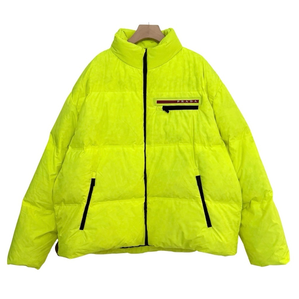 Prada Linea‎ Rossa Down Puffer Coat Neon Yellow LR-HX015 Size XXL